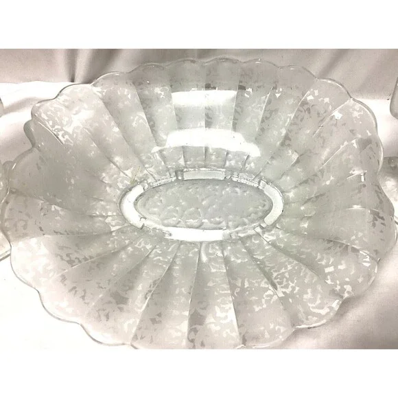 Fenton San Toy Crystal Art Glass Bowl Frosted Etching Vintage 1930s